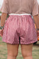 Sky Blue Contrast Trim Plaid Print Plus Size Shorts