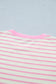 Pink Stripe Ruffled Short Sleeve Patchwork Blouse