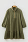 Jungle Green Plus Size Textured Contrast Trim Quarter Zip Bracelet Sleeve Mini Dress