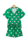 Pink Polka Dot Print V Neck Tee Short Set
