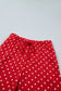 Brown Polka Dot Drawstring Wide Leg Long Sleeve Top Pant Set