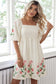 Beige Floral Print Puff Sleeve Babydoll Dress
