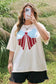 White Distressed Flag Bow Patched Plus Size T Shirt
