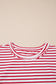 Black Stripe Floral Puff Sleeve Patchwork Round Neck Loose Top