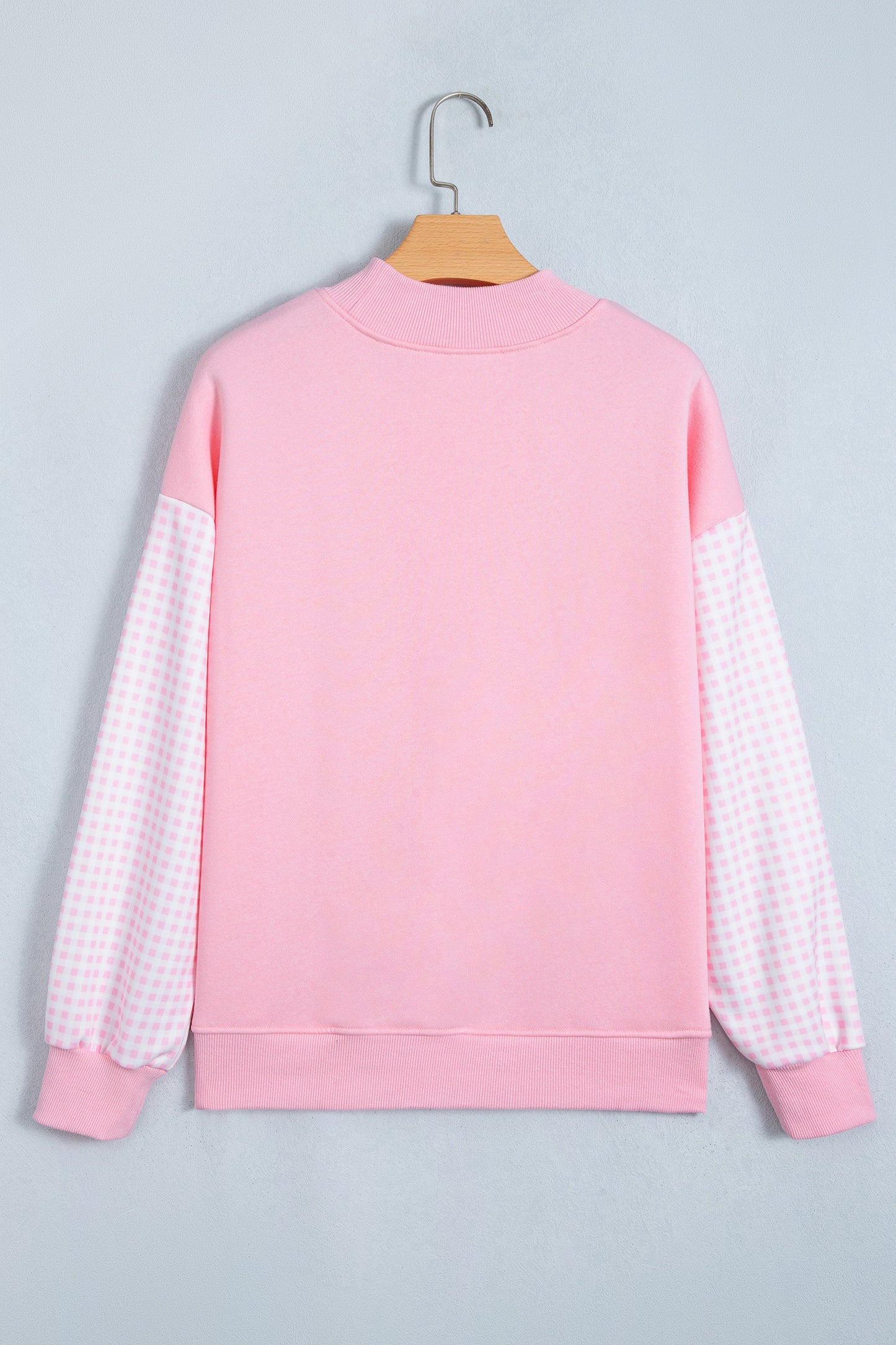 Black Plaid Sleeve Colorblock Loose Tunic Sweatshirt