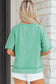 Mint Green Half Buttons Raw Seam Raglan Sleeve Mineral Wash T Shirt