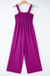 Purple Orchid Smocked Square Neck Sleeveless Jumpsuit with Pockets