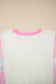 Beige Color Block Floral Patchwork Big Flower Accent Relaxed Top