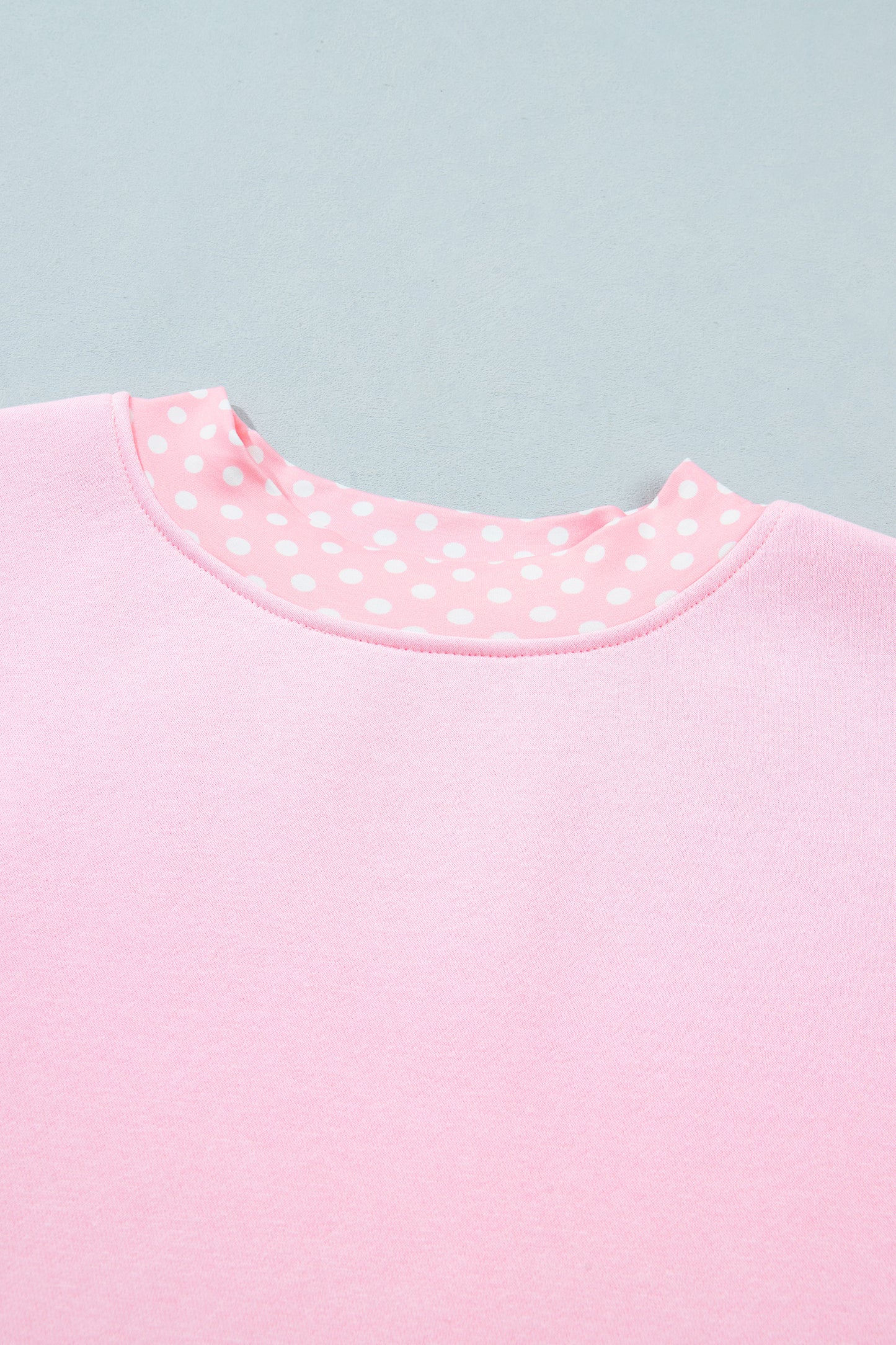 Brown Colorblock Polka Dot Contrast Trim Oversized Sweatshirt