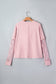 Black Solid Color Bow Textured Patchwork Long Sleeve Tee
