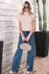 Tomato Red Cable Knit Turtleneck Ruffled Short Sleeve Sweater