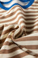 Brown Stripe Short Puff Sleeve Contrast Trim Round Neck Tee