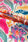 Rose Tropical Vacation Vibe Printed Button Up Short Sleeve Shirt