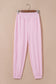 Light Pink Drawstring Waist Patchwork Solid Color Jogger Pants