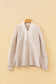 Parchment Solid Color Textured Zip V Neck Pullover Sweatshirt