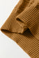 Jurassic Gold Hollow Out Crochet Ribbed Edge Balloon Sleeve Sweater
