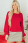 Bright Green Festive Bow Backless Bubble Sleeve Sweater