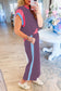 Dark Green Color Block Detail Casual Two-piece Set
