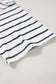 Khaki Stripe Colorblock 3/4 Sleeve Loose T Shirt