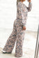 Multicolour Camouflage Long Sleeve Round Neck Two-Piece Plus Size Set