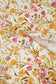 Yellow Floral Print Frilly Trim Smocked Cuff Long Sleeve Loose Shirt Dress