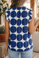 Yellow Polka Dot Print Frilled Round Neck Shift Tank Top