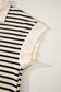 Black Stripe Ribbed Color Block Trim Zip Polo Tee Drawstring Shorts 2pcs Outfit