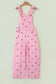 Jet Stream Polka Dot Print Bib Pocket Denim Barrel Overalls Jumpsuit