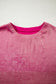 Bright Pink Metallic Round Neck Cap Sleeve Tee