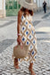 Khaki Boho Abstract Print V Neck Sleeveless Long Dress
