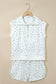 White Floral Print Half Zip Top Matching Short Set
