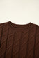 Dark Brown Cable Texture Crew Neck Short Sleeve Sweater Top