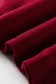 Racing Red Solid Color Crew Neck Knit Cap Sleeve Sweater