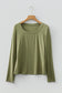 Black Solid Color Long Sleeve Fitted Top