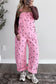Jet Stream Polka Dot Print Bib Pocket Denim Barrel Overalls Jumpsuit