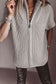 Jet Stream Solid Color Short Sleeve Zipper Knit High Neck Sweater