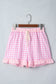 Red Gingham Print Ruffle Striped Detail Lace Tie Shorts