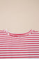 Black Stripe Floral Puff Sleeve Patchwork Round Neck Loose Top