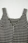Khaki Houndstooth Print V Neck Sleeveless Mini Dress