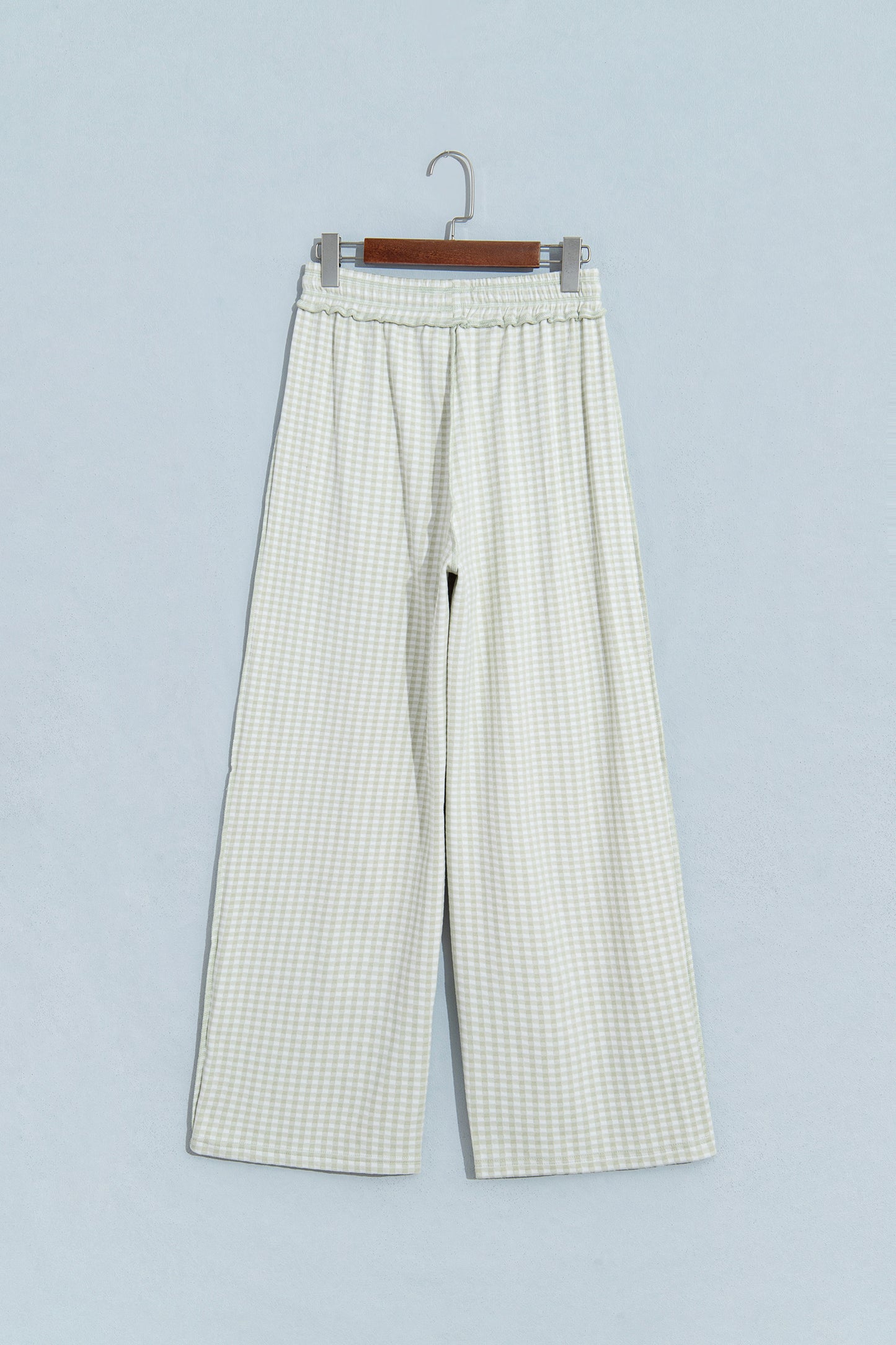 Red Plaid Contrast Trim Drawstring Elastic Waist Shift Pants