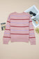 Brown Stripe Striped Ribbed Edge Drop Shoulder Sweater