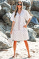 Pink Floral Print Bubble Sleeve Neck Tie Ruffled Dress