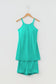 Pink Solid Color Tunic Tank Dress Athletic Shorts Two Piece Set