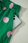 Pink Polka Dot Print V Neck Tee Short Set