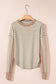 Black Stripe Thermal Knit Drop Shoulder Casual Top
