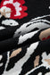 Black Floral Print Buttoned Front V Neck Knit Cardigan