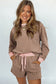 Sky Blue Checkerboard Long Sleeve Pullover and Shorts Set
