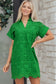 Dark Blue Solid Color Eyelet Embroidered T Shirt Mini Dress
