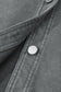 Medium Grey Mineral Wash Chest Pockets Drop Shoulder Shacket with Side Slit