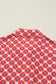 Orange Geometric Floral Print Color Block Trim Button Front Ruffle Hem Dress